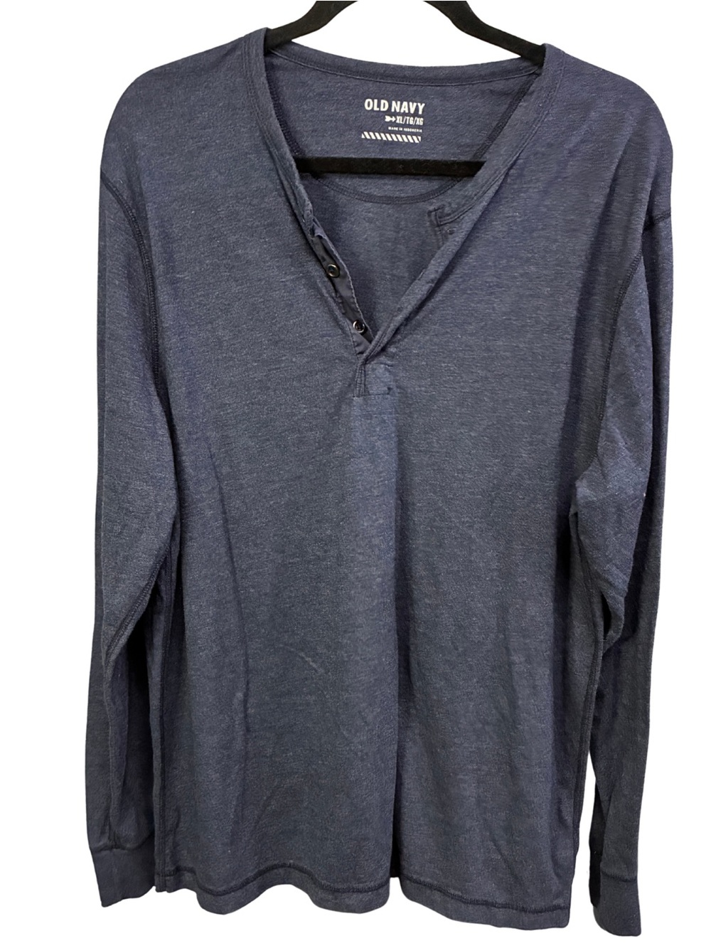 Old Navy Heathered Navy Blue Henley Shirt